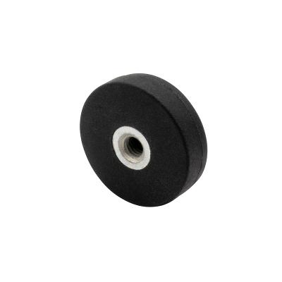 Gripmagnet neodymium gummibeklädd Ø43x6 mm med invändig M4 gängning och 8,5 kg styrka